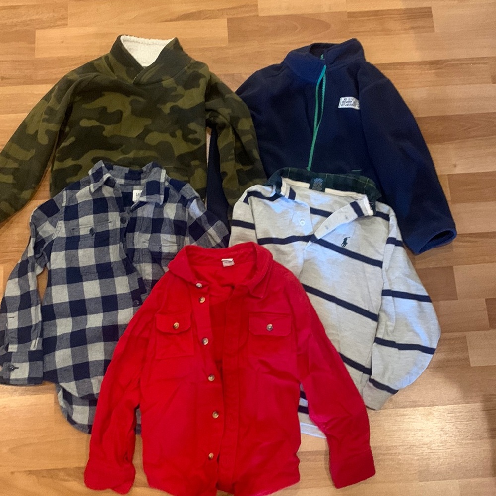 Carters 4T blue jacket. Old navy pull over. And 3 button up shirts.